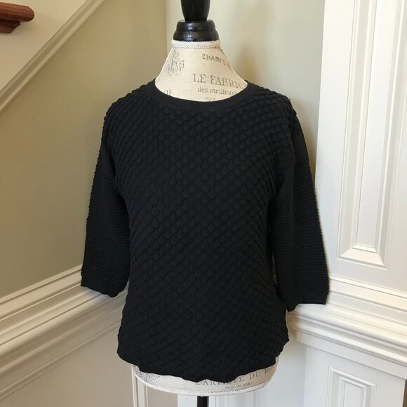 Trouve Textured Sweater Medium Black 3/4 Sleeve - Picture 2 of 13